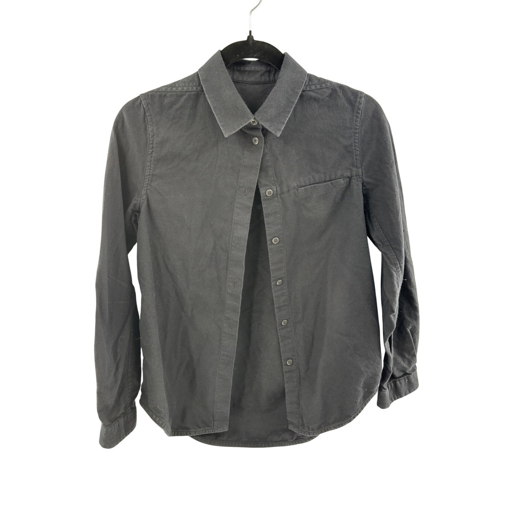 Lululemon Button-Up Long Sleeve Shirt Black Pleated Back LW3DD9S Womens Size 2